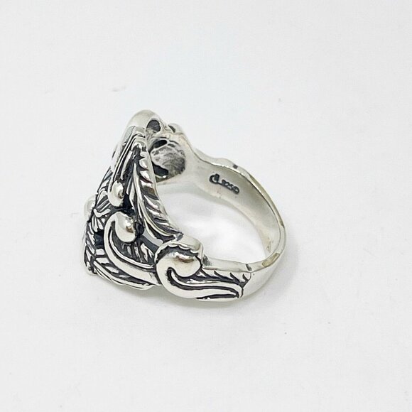 Carolyn Pollack Vintage 925 Sterling Silver Flower Motif Chunky Ring Size 9.75 - Picture 4 of 9